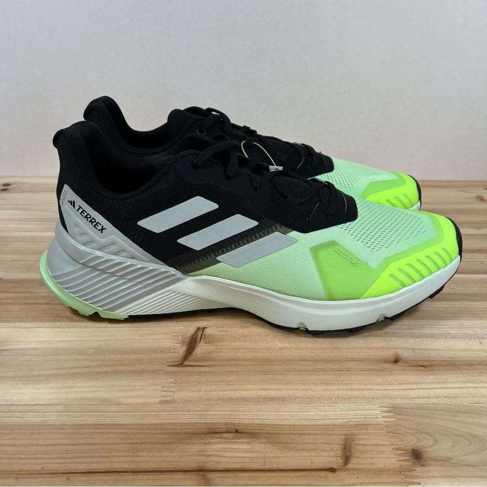 New Adidas Terrex SoulStride Trail running shoes Mens 13 Core Black Green Silver - Picture 2 of 11